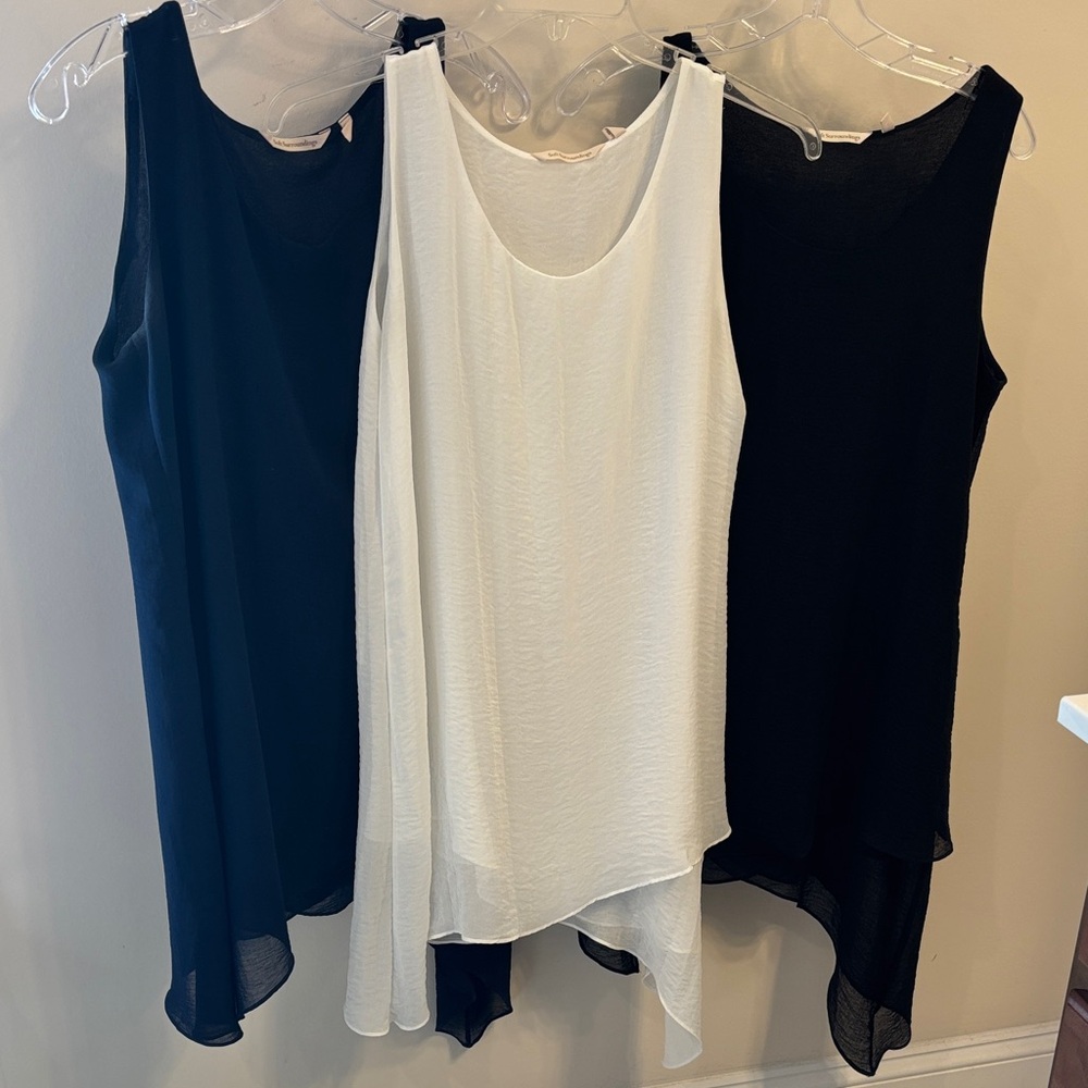 Soft Surroundings Trio of Sleeveless Asymmetric Layered Tops